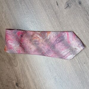 Vintage Norseman Oil Watercolor Pink Tie Polyester